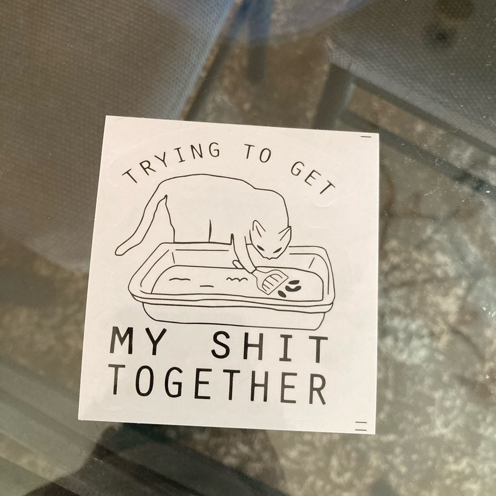 Trying to get my shit together funny cat sticker